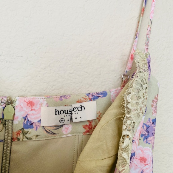 HOUSE OF CB 'Charlotte' Peony Print Midi Sundress green NWOT size XS - Picture 8 of 16